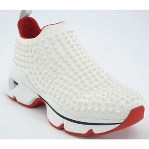 Christian Louboutin Snow White Spiked Donna Sock Flat Sneakers Size 37 $1295